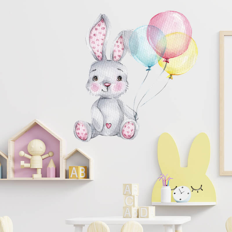 Wandaufkleber für das Kinderzimmer Rabbit and balloons