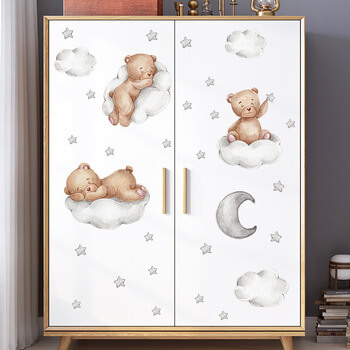 Wandaufkleber für das Kinderzimmer Sleeping teddy bears with stars