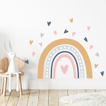 Wandaufkleber für das Kinderzimmer Rainbow and hearts