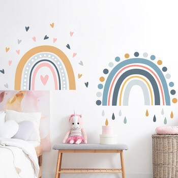 Wandaufkleber für das Kinderzimmer Rainbow and hearts