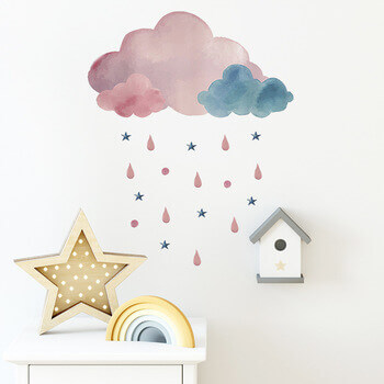 Wandaufkleber für das Kinderzimmer Pink and blue clouds