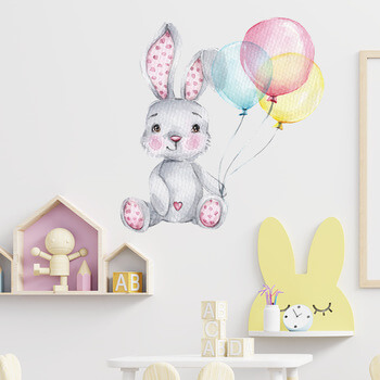 Wandaufkleber für das Kinderzimmer Rabbit and balloons