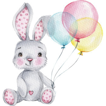 Wandaufkleber für das Kinderzimmer Rabbit and balloons