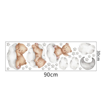 Wandaufkleber für das Kinderzimmer Sleeping teddy bears with stars