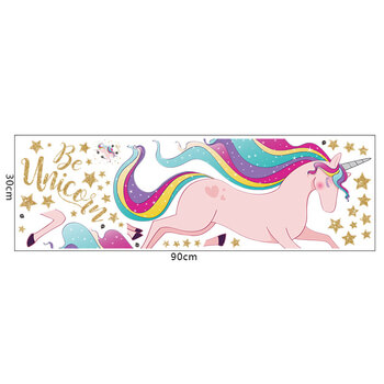 Wandaufkleber für das Kinderzimmer Pink Unicorn with stars