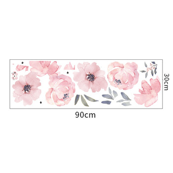 Wandaufkleber für das Kinderzimmer Pink flowers with leafes - 90x30cm