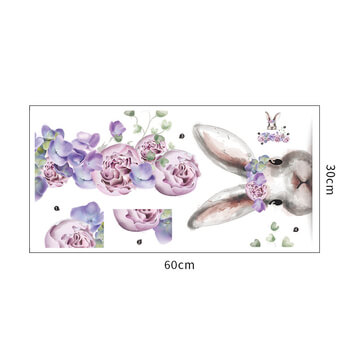 Wandaufkleber für das Kinderzimmer Bunny lila flowers
