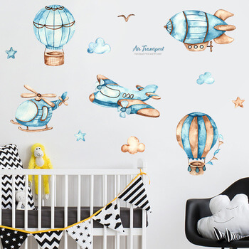 Wandaufkleber für das Kinderzimmer Airplanes and balloons