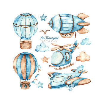 Wandaufkleber für das Kinderzimmer Airplanes and balloons
