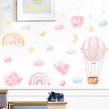 Wandaufkleber für das Kinderzimmer Balloon clouds and stars