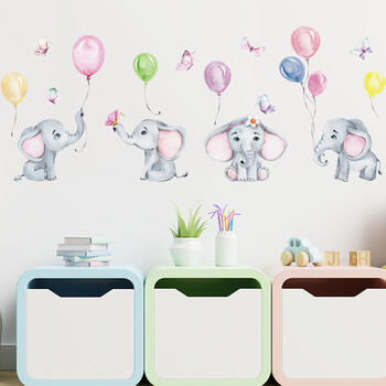 Wandaufkleber für das Kinderzimmer Elephants with balloons