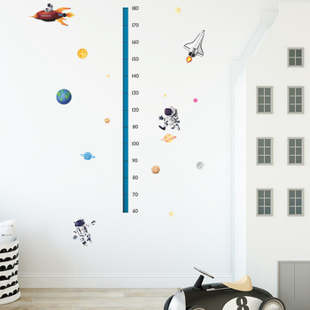 Wandaufkleber für das Kinderzimmer Children's height chart astronauts