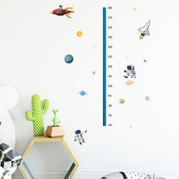 Wandaufkleber für das Kinderzimmer Children's height chart astronauts