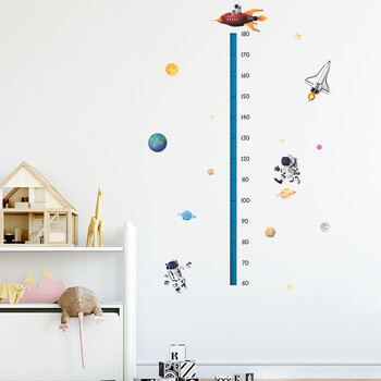 Wandaufkleber für das Kinderzimmer Children's height chart astronauts