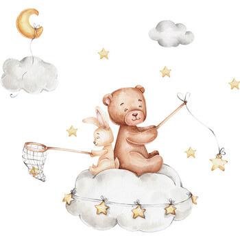 Wandaufkleber für das Kinderzimmer Little bear and bunny