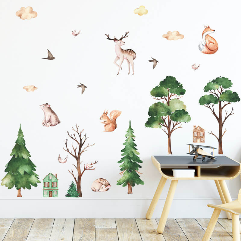 Wandaufkleber für das Kinderzimmer Forest and animals